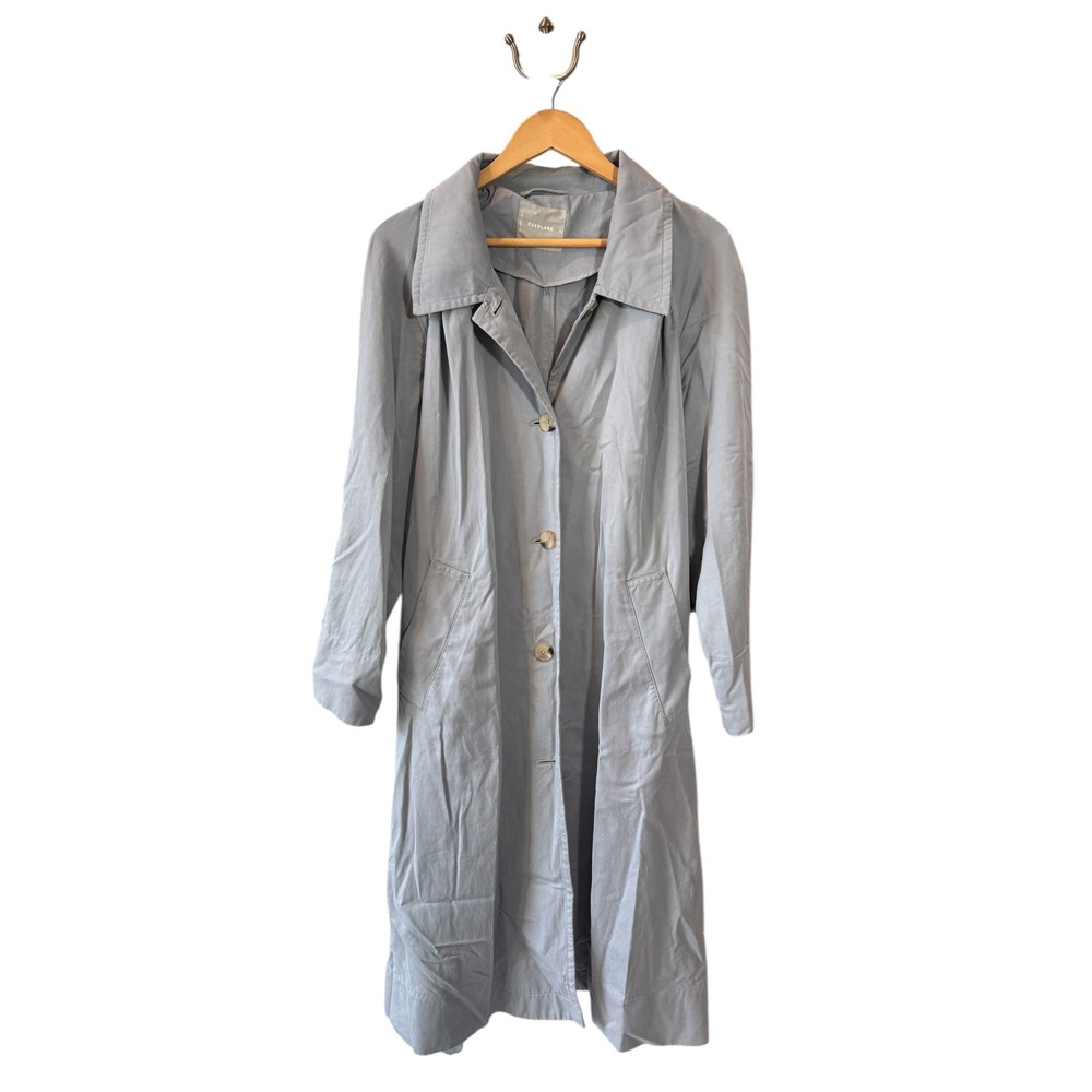 Everlane Large Trench Coat Women's Long Belted‎ Overcoat Gray Classic Career